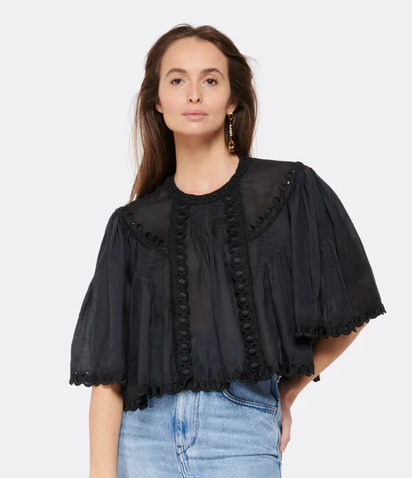 Isabel Marant Top Ogalice Ramie Noir 4