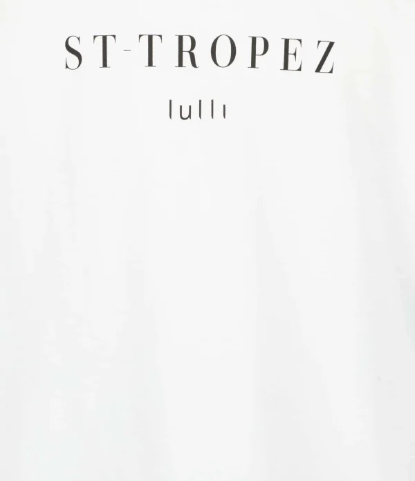 Tee-shirt Lulli St-Tropez Col Rond Coton Bio Blanc, Collaboration Jeanne Vouland X Lulli 3