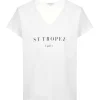 Tee-shirt Lulli St-Tropez Col V Coton Bio Blanc, Collaboration Jeanne Vouland X Lulli 14