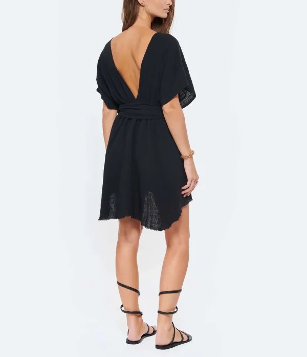 MAISON SAINT JULIEN Robe Empire Courte Coton Noir 5