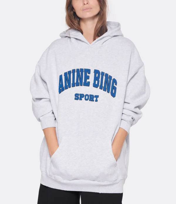 ANINE BING Sweatshirt Hoodie Tyler Coton Gris 3