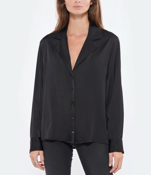 JEANNE VOULAND Chemise Illy Satin Noir 4