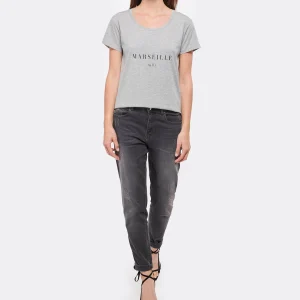 Tee-shirt Lulli Marseille Col Rond Coton Gris, Collaboration Jeanne Vouland X Lulli 13