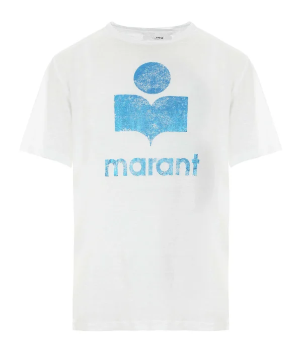 MARANT ÉTOILE Tee-shirt Zewel Lin Blanc Bleu 1