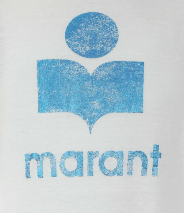 MARANT ÉTOILE Tee-shirt Zewel Lin Blanc Bleu 3