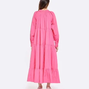 MIRA MIKATI Robe Manches Longues Broderie Coton Rose 9