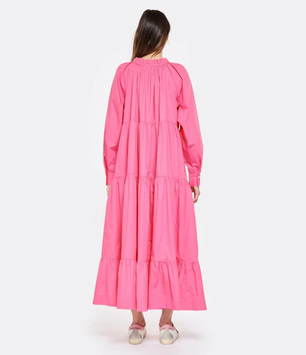 MIRA MIKATI Robe Manches Longues Broderie Coton Rose 4