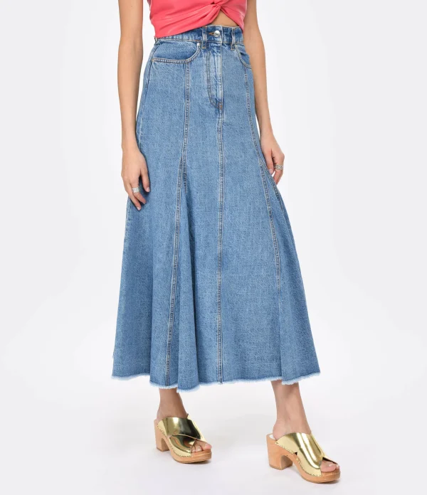 MSGM Jupe Coton Bleu 5