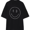 ANINE BING Tee-shirt Avi Smiley Coton Organique Noir 23