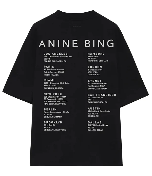 ANINE BING Tee-shirt Avi Smiley Coton Organique Noir 3