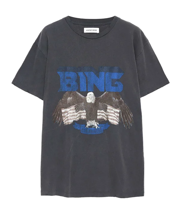 ANINE BING Tee-shirt Vintage Bing Coton Gris Délavé 1