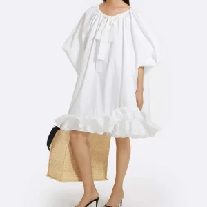 PATOU Robe Froufrou Coton Blanc 12