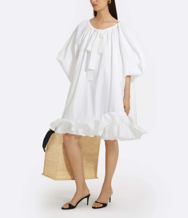 PATOU Robe Froufrou Coton Blanc 4