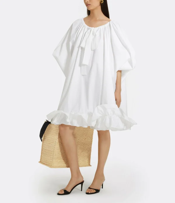 PATOU Robe Froufrou Coton Blanc 4