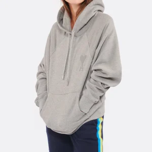 AMI Paris Sweatshirt Hoodie Unisexe Ami De Cœur Coton Bio Gris Chiné 11