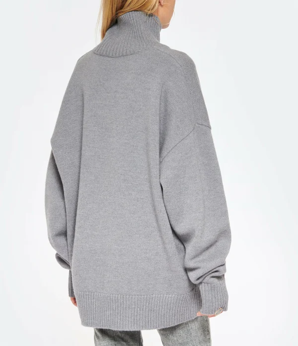 AMI Paris Pull Unisexe Ami De Cœur Laine Gris Noir 5