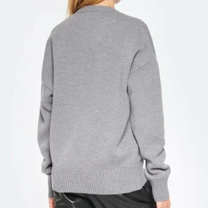 AMI Paris Pull Unisexe Oversize Ami De Cœur Col Rond Laine Gris Noir 15