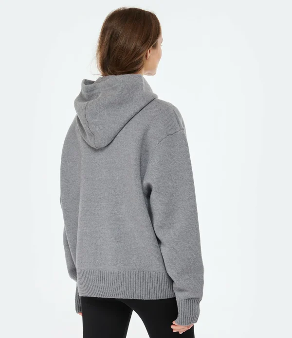 AMI Paris Pull Hoodie Unisexe Ami De Cœur Laine Gris Noir 5