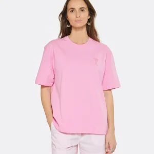 AMI Paris Tee-shirt Unisexe Ami De Cœur Coton Biologique Rose Bonbon 11