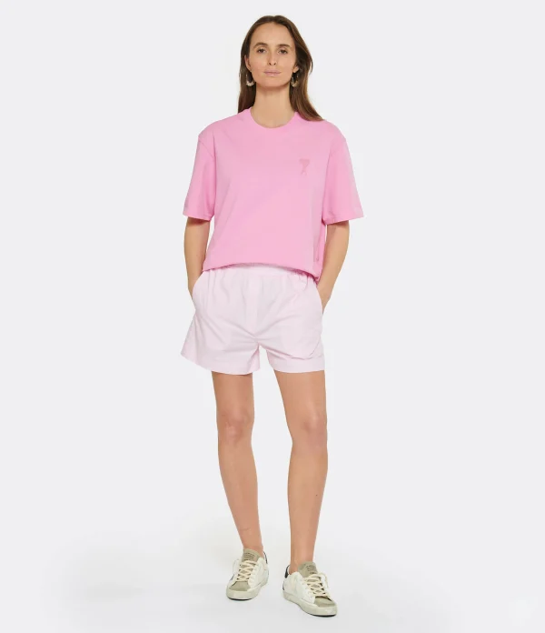 AMI Paris Tee-shirt Unisexe Ami De Cœur Coton Biologique Rose Bonbon 5