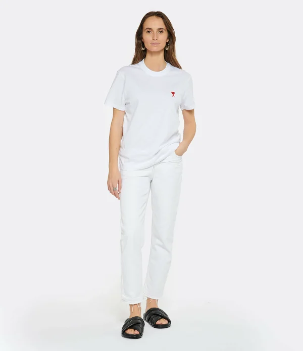 AMI Paris Tee-shirt Unisexe Ami De Cœur Coton Biologique Blanc 5