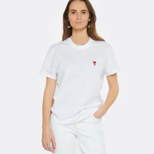 AMI Paris Tee-shirt Unisexe Ami De Cœur Coton Biologique Blanc 10