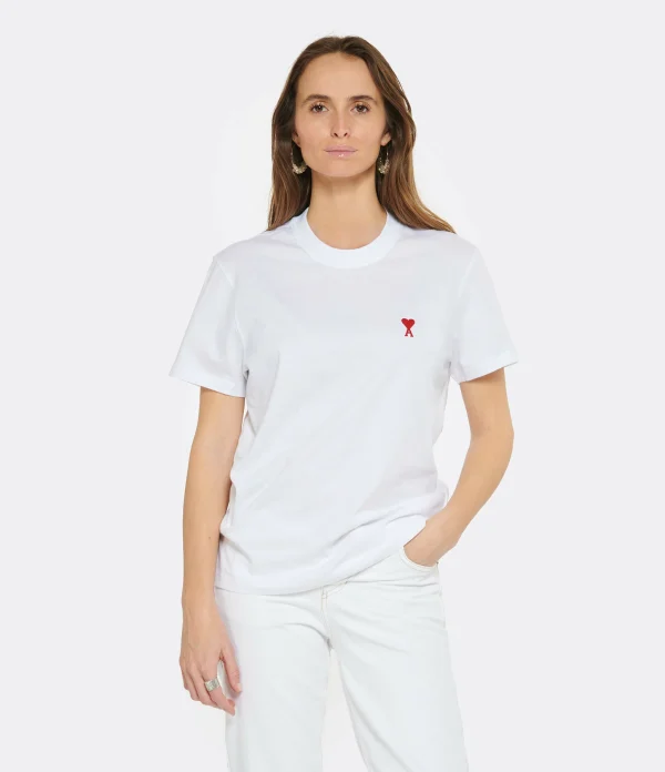 AMI Paris Tee-shirt Unisexe Ami De Cœur Coton Biologique Blanc 3