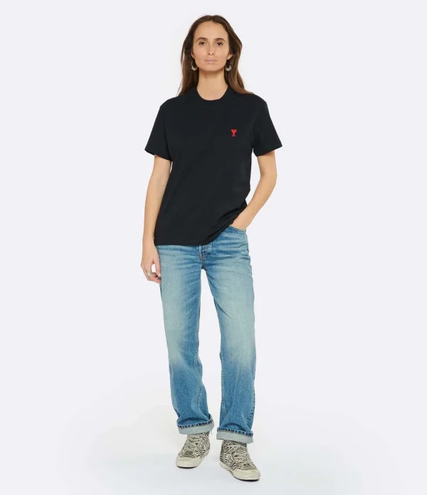 AMI Paris Tee-shirt Unisexe Ami De Cœur Coton Biologique Noir 5