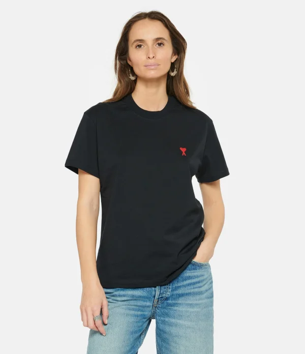 AMI Paris Tee-shirt Unisexe Ami De Cœur Coton Biologique Noir 3