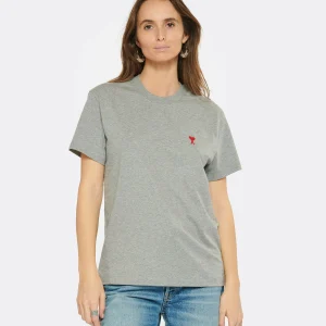 AMI Paris Tee-shirt Unisexe Ami De Cœur Coton Bio Gris Chiné 10