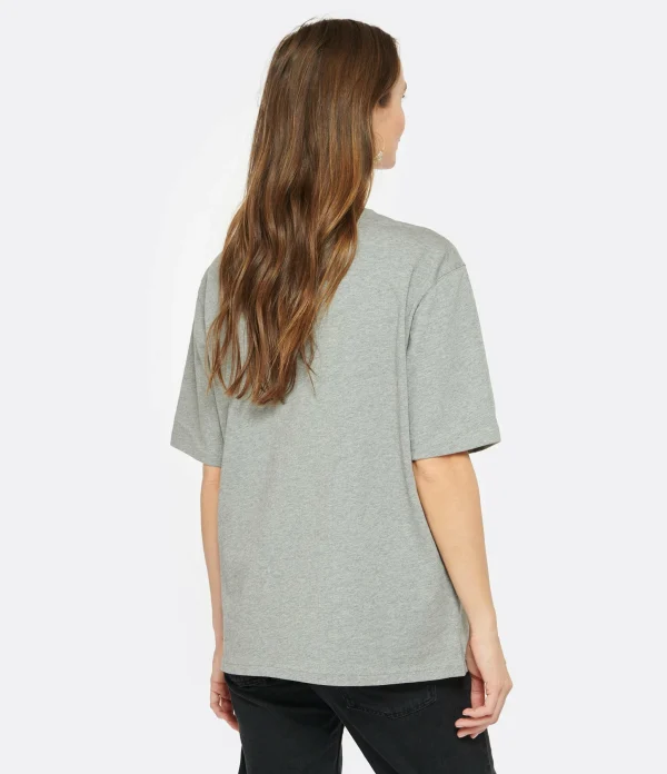 AMI Paris Tee-shirt Unisexe Ami De Cœur Coton Biologique Gris Chiné Rouge 5