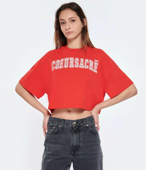 AMI Paris Tee-shirt Coton Biologique Rouge 4