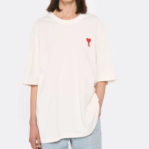 AMI Paris Tee-shirt Unisexe Ami De Cœur Coton Biologique Blanc Rouge 11