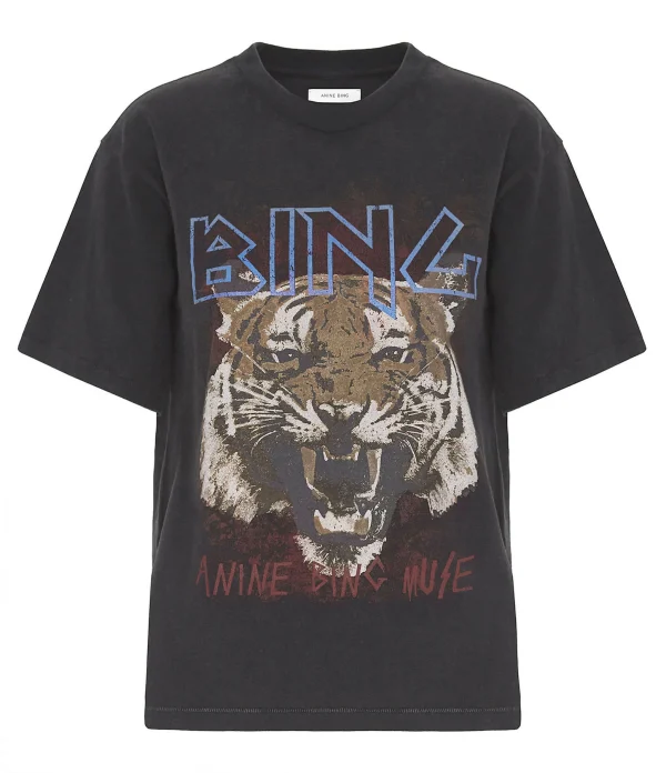 ANINE BING Tee-shirt Tiger Coton Organique Gris Délavé 1