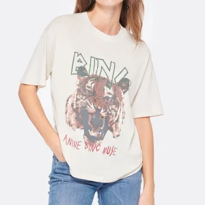 ANINE BING Tee-shirt Tiger Coton Organique Stone 11