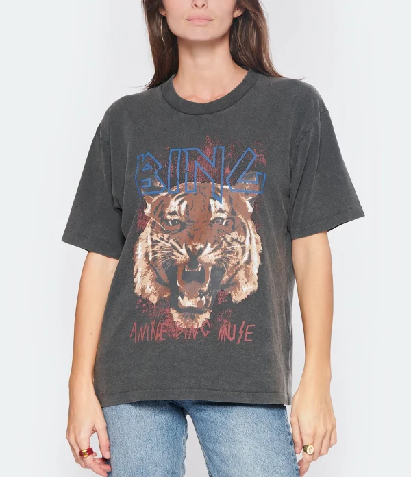 ANINE BING Tee-shirt Tiger Coton Organique Gris Délavé 3