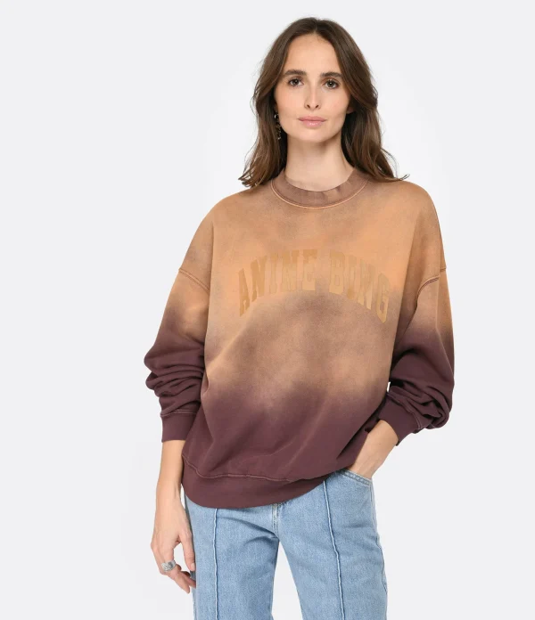 ANINE BING Sweatshirt Harvey Coton Marron Délavé 3