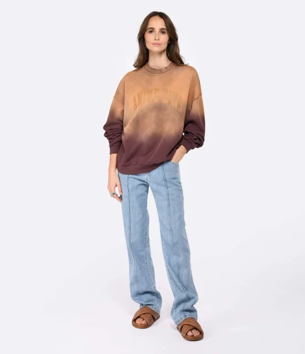 ANINE BING Sweatshirt Harvey Coton Marron Délavé 5