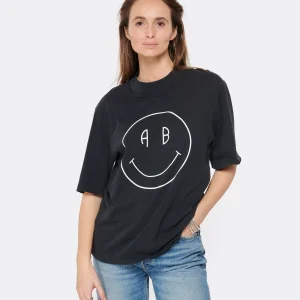 ANINE BING Tee-shirt Avi Smiley Coton Organique Noir 11