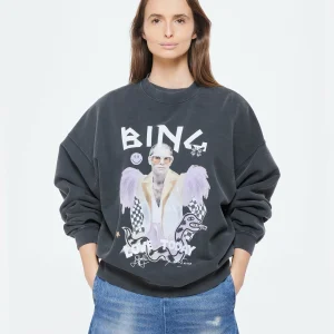 Sweatshirt Harvey Elton John Coton Noir Délavé, Collaboration Anine Bing X Terry O’Neill X IScreamColour 12