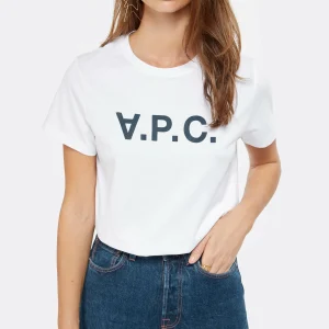 A.P.C. Tee-shirt Coton Blanc Bleu Marine 8