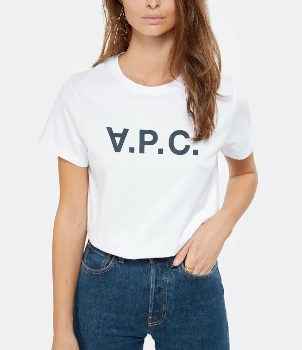 A.P.C. Tee-shirt Coton Blanc Bleu Marine 3