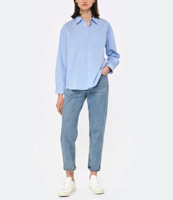 A.P.C. Chemise Boyfriend Logo Bleu Clair 4