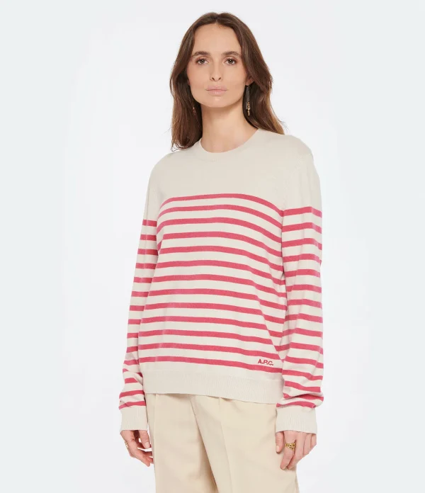 A.P.C. Pull Phoebe Coton Cachemire Blanc Cassé 4