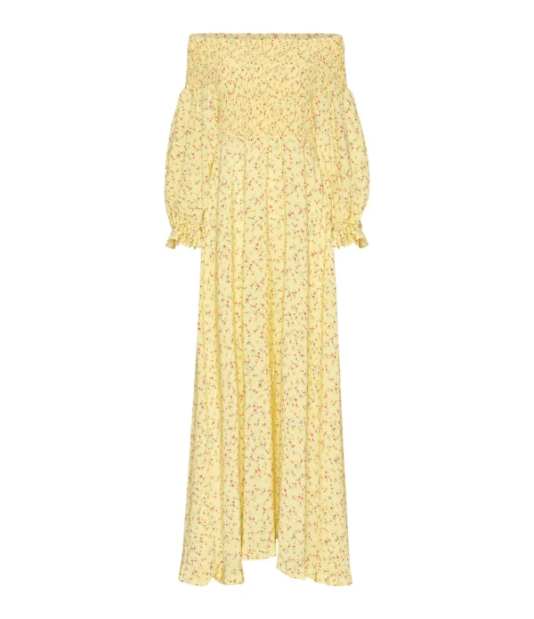 ROTATE Robe Fluide Jacquard Jaune 1