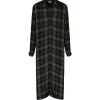 Bella Dahl Robe Rolled Sleeve Duster Jasper Green Plaid 14