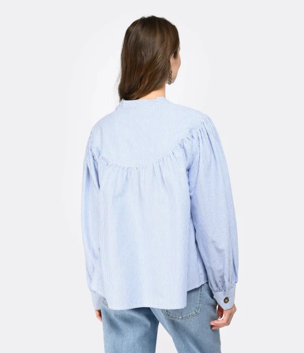 CHARLIE JOE Blouse Noam Coton Rayures Bleu 5