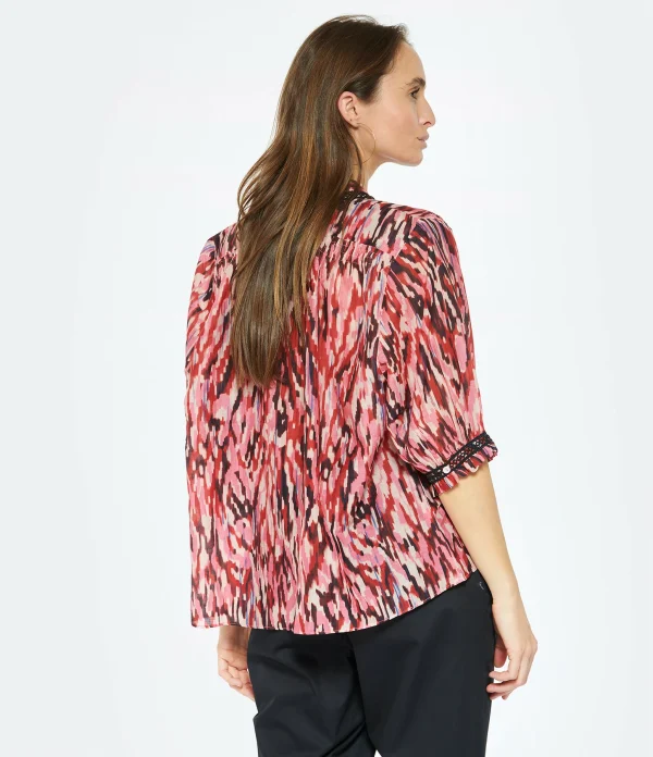 CHUFY Blouse Kissa Coton Soie Imprimé Rose 5