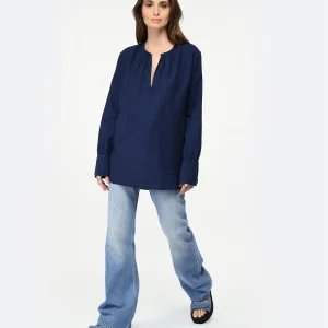 CLOSED Blouse Lin Coton Bleu Foncé 15