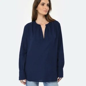 CLOSED Blouse Lin Coton Bleu Foncé 11